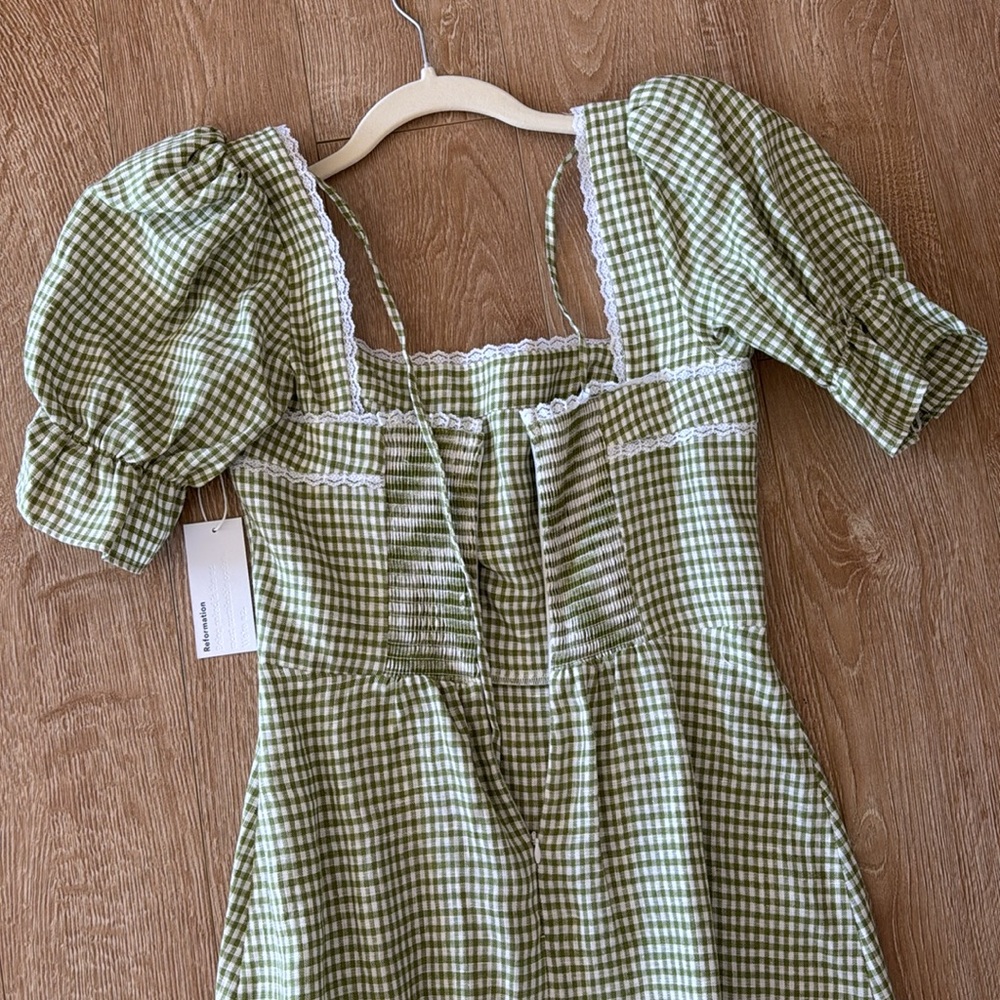 Reformation Green Gingham Mini Dress - Picture 3 of 3